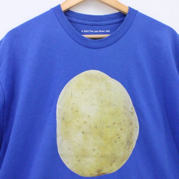 Stephen Colbert Late Night Show Shirt Mens Blue Short Sleeve Is Potato Sz XL - Picture 5 of 10